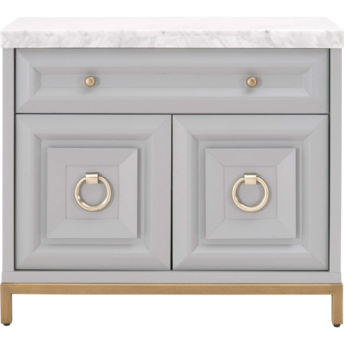 Azure Media Chest in Gray, White Carrera Marble & Gold 6154.DGR-BGLD/WHT