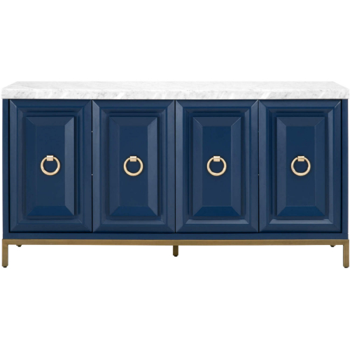 Azure Sideboard in Navy with White Carrera Marble 6087.NAV-BGLD/WHT