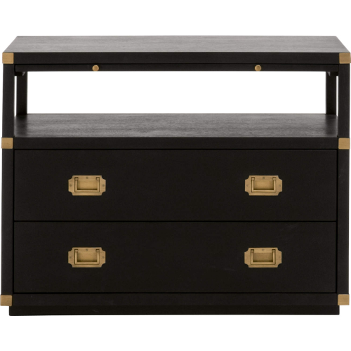 Bradley 2 Drawer Nightstand in Brushed Black & Brushed Gold 6131.B-BLK/BGLD