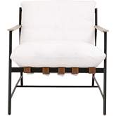 Brando Club Chair in Pearl Fabric, Chestnut Leather, Oak & Metal 6659.LPPRL/NG