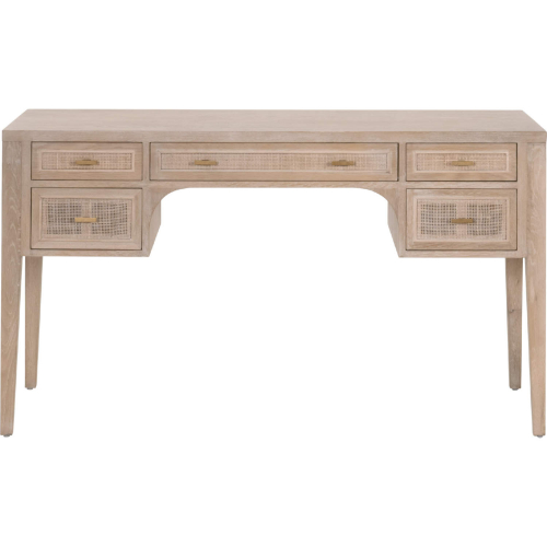 Cane Desk in Smoke Gray Oak & Rattan 8090.SGRY-OAK/CN