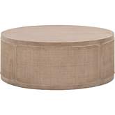 Cane Round Coffee Table in Smoke Gray Reclaimed Oak & Cane 8091.SGRY-OAK/CN