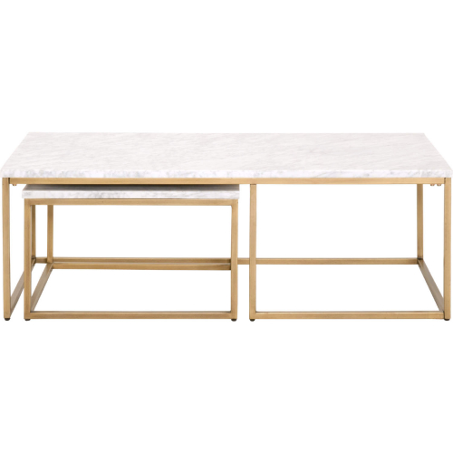 Carrera Nesting Coffee Table in White Marble on Brushed Gold 6100.BGLD/WHT
