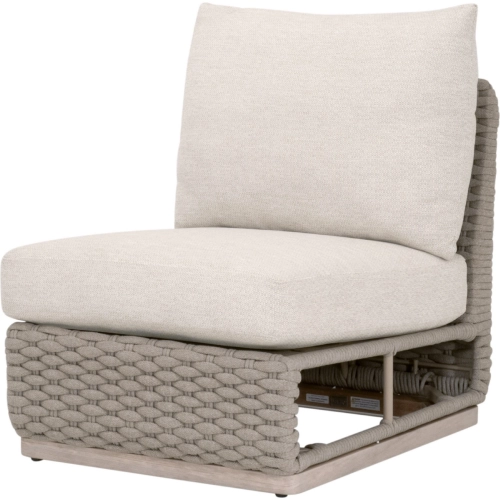 Caspian Outdoor Modular Armless Chair in Taupe Rope, Neutral Fabric & Washed Teak 6863-1S.TAU/ECR/W-