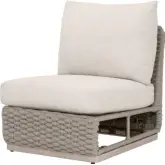 Caspian Outdoor Modular Armless Chair in Taupe Rope, Neutral Fabric & Washed Teak 6863-1S.TAU/ECR/W-