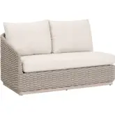 Caspian Outdoor Modular Left Arm Sectional Unit in Taupe Rope, Neutral Fabric & Washed Teak 6863-2S1