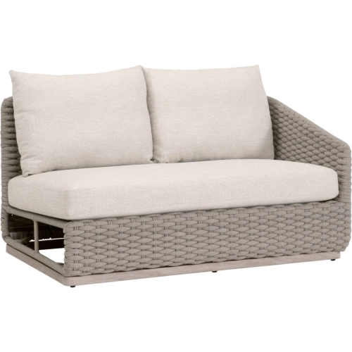 Caspian Outdoor Modular Right Arm Sectional Unit in Taupe Rope, Neutral Fabric & Washed Teak 6863-2S