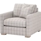Clara Slim Arm Accent Chair in Windowpane Cement Fabric & Natural Gray Oak 6620-1.WCMT/NG