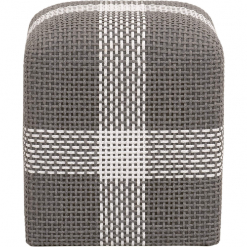 Cross Accent Cube Ottoman in Dove Gray Flat Rope & White Speckle Stripe 6880.DOV/WHT