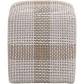 Cross Accent Cube Ottoman in Taupe & White Flat Rope 6880.WTA/TAU