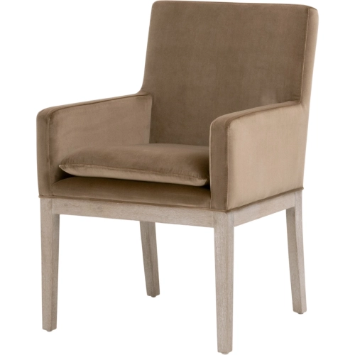 Drake Dining Arm Chair in Caramel Velvet & Natural Gray Oak 6664.CAR/NG