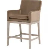 Drake Counter Stool in Caramel Velvet & Natural Gray Oak