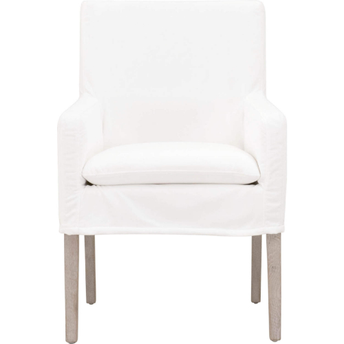 Drake Slipcover Arm Chair in Pearl White Fabric & Gray Oak 6664.LPPRL/NG