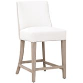 Duet Counter Stool in Pearl Fabric, Linen & Natural Gray Ash