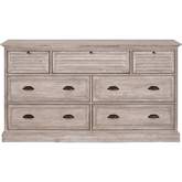 Eden 7 Drawer Media Dresser in Natural Gray Acacia Wood 6057.NG