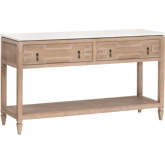 Emerie 2 Drawer Entry Console Table in Smoke Gray Wood & White Quartz 8016.SGRY-PNE/WHTQ