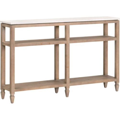 Emerie Narrow Console Table in Smoke Gray Wood & White Quartz 8016-N.SGRY-PNE/WHTQ