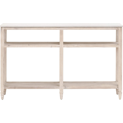 Emerie Narrow Console Table in White Wash Pine & White Quartz 8016-N.WW-PNE/WHTQ
