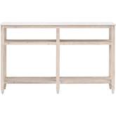Emerie Narrow Console Table in White Wash Pine & White Quartz 8016-N.WW-PNE/WHTQ