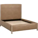 Emmett King Bed in Ivanhoe Toast Brown Vegan Leather & Natural Gray Wood 6170-3.NG/IVT