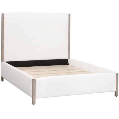 Emmett Queen Bed in LiveSmart Peyton Pearl Fabric & Natural Gray Wood 6170-1.NG/LPPRL