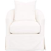 Faye Slipcover Swivel Club Chair in Cream Crepe Fabric 6650.CRCRP