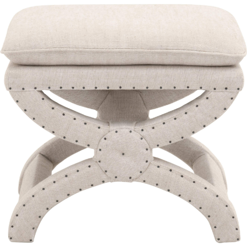 Gaston Ottoman in Bisque Linen with Nailhead 6437UP.BIS-BT