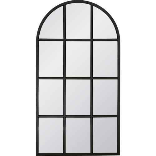 Grid Arched Pane Mirror in Matte Black Oak 6691.MBO