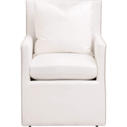 Harmony Dining Arm Chair with Casters in Pearl Fabric & French Linen 6492UP.LPPRL/BIS