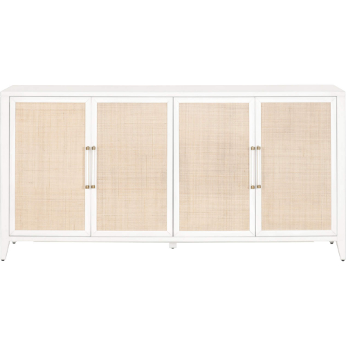 Holland Media Sideboard in Matte White & Rattan 6142.WHT/NAT