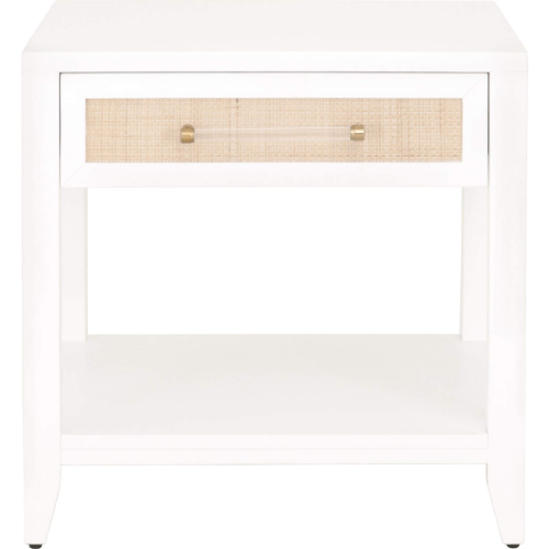 Holland End Table in Matte White & Rattan 6144.WHT/NAT