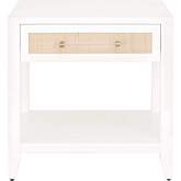 Holland End Table in Matte White & Rattan 6144.WHT/NAT
