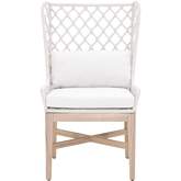 Lattis Outdoor Wing Dining Chair in Grey Teak & White 6804.WHT/WHT/GT