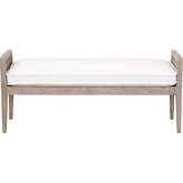 Leone Bench in Pearl Fabric, Natural Gray Oak & Cane 6698.LPPRL/NG