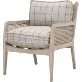 Leone Accent Club Chair in Windowpane Cement Fabric, Gray Oak & Cane 6649.WCMT/NG
