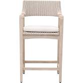 Lucia Outdoor Counter Stool in White Poly, White Speckle Fabric & Gray Wood 6810CS.PwithWHT/GT