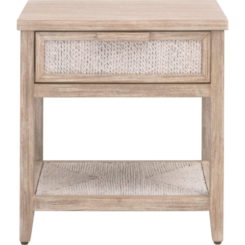 Malay 1 Drawer Nightstand in Natural Gray Mahogany & White Wash Rope 6896.WWA/NG
