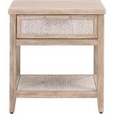 Malay 1 Drawer Nightstand in Natural Gray Mahogany & White Wash Rope 6896.WWA/NG