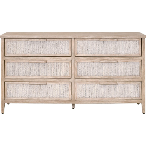 Malay 6 Drawer Double Dresser in Gray Mahogany & White Wash Rope 6898.WWA/NG
