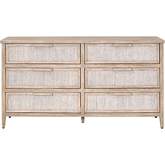 Malay 6 Drawer Double Dresser in Gray Mahogany & White Wash Rope 6898.WWA/NG