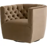 Marcel Accent Swivel Club Chair in Tufted Caramel Velvet & Black Metal 6426UP.CAR
