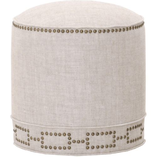 Marlow Ottoman in Bisque French Linen with Gold Nails 6436.BIS-GLD