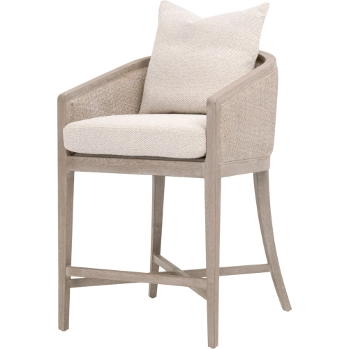 McGuire Counter Stool in LiveSmart Linen, Natural Gray Oak & Cane
