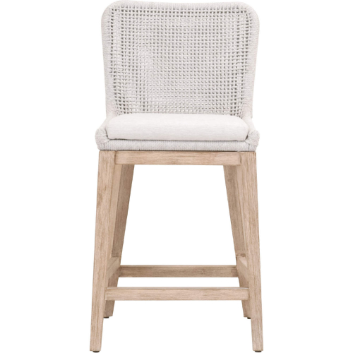 Mesh Counter Stool in White Speckle Rope & Fabric on Gray Wood 6853CS.WHT/WHT/NG