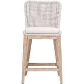 Mesh Counter Stool in White Speckle Rope & Fabric on Gray Wood 6853CS.WHT/WHT/NG