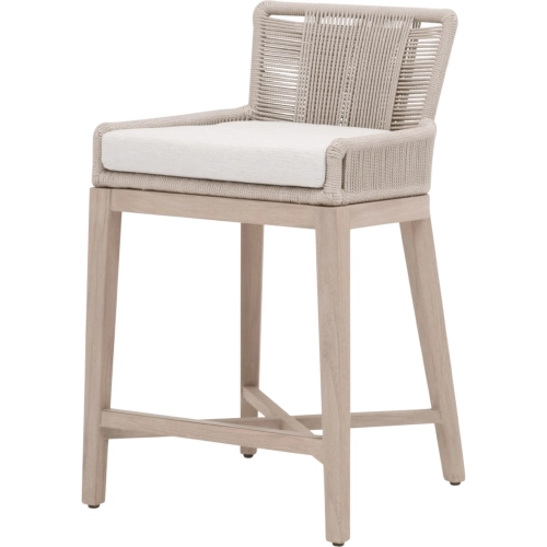 Overlay Outdoor Counter Stool in Oyster Rope, White Speckle Fabric & Teak 6859CS.OYS/WHT/W-ET