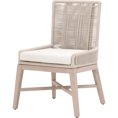 Overlay Outdoor Dining Chair in Oyster Rope, White Speckle Fabric & Teak (Set of 2) 6859.OYS/WHT/W-E