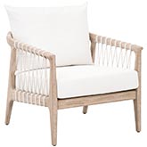 Pacific Accent Club Chair in White Speckle Rope, Pearl Fabric & Natural Gray Wood