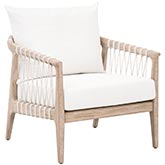 Pacific Accent Club Chair in White Speckle Rope, Pearl Fabric & Natural Gray Wood 6801.WHT/LPPRL/NG