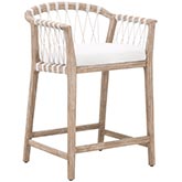 Pacific Counter Stool in White Speckle Rope, Pearl Fabric & Natural Gray Wood